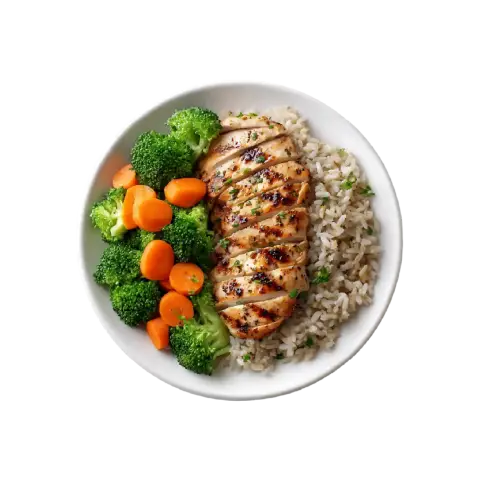Grilled Chicken Breast Meal with White Rice & Boiled Vegetables