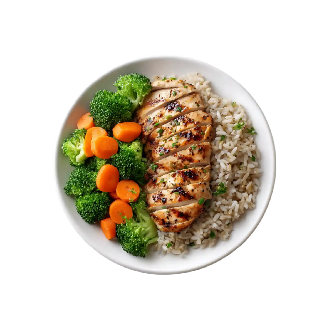 Grilled Chicken Breast Meal with White Rice & Boiled Vegetables