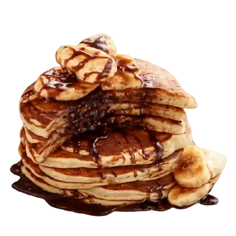 Nutella pancakes, chocolate pancakes, fluffy pancakes, Nutella dessert, sweet pancakes, Qashati Al Sham menu, decadent pancakes