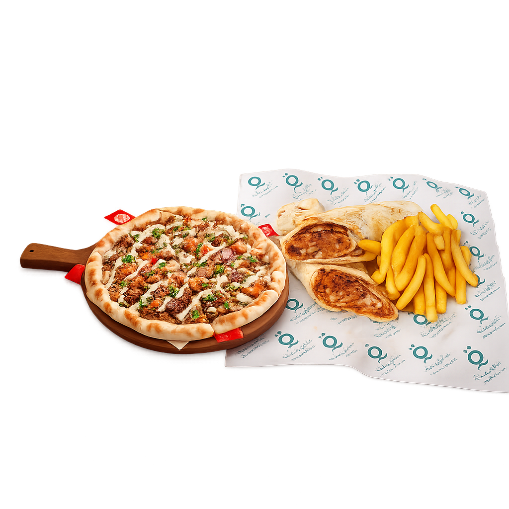 shawarma pizza with 1 big shawarma
