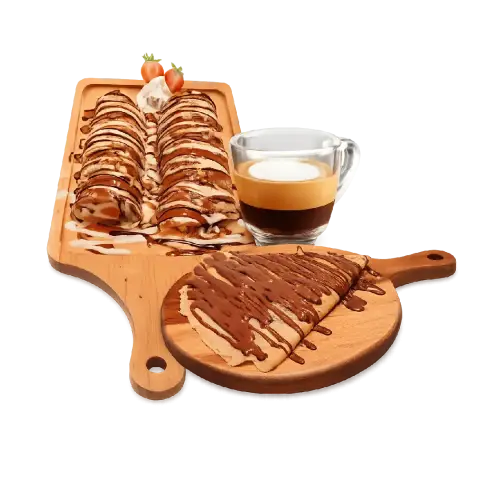 Coffee with two custom crepes