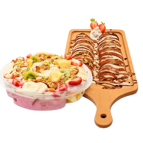 Family-sized pudding with custom crepes
