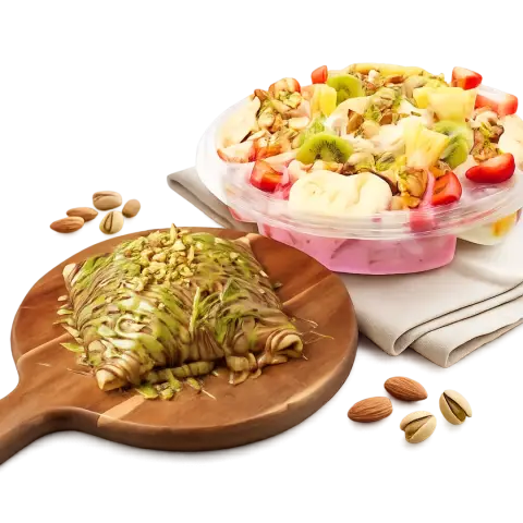 Order a family-size qashati with a crepe of your choice for