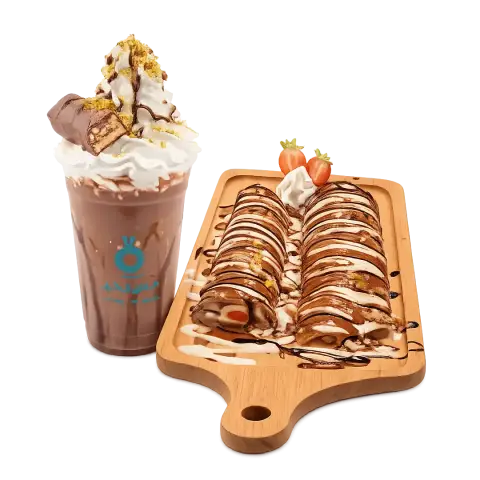 custom crepe with milkshake